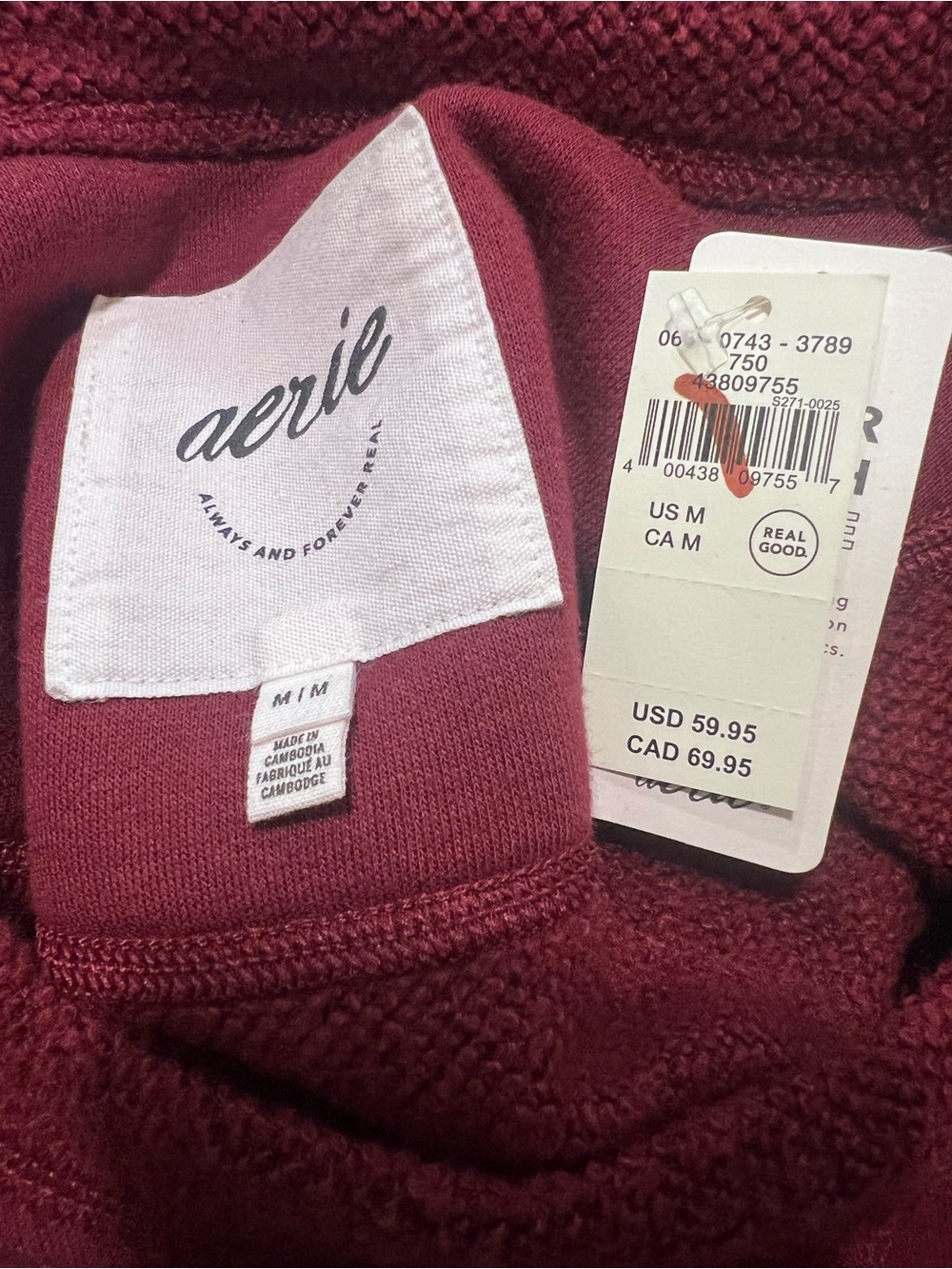 NWT Aerie Très Chic Chenille Sweatshirt in Deep Cherry - Picture 9 of 10